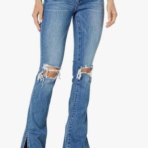 NWT Lexington Staight, 30’, medium wash, slide slit, knee distressed, rodeo Jean